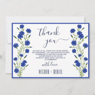 Cornflower Blue Botanical Wedding Bedankt Kaart