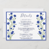 Cornflower Blue Botanical Wedding Kaart (Achterkant)