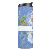 Cornflower Blue Floral, gepersonaliseerd Thermosbeker (Gedraaid links)