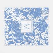 Cornflower Blue Floral Monogram Fleece Deken (Voorkant (Horizontaal))