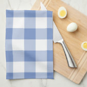 Cornflower Blue Gingham Check Pset Patroon Theedoek (Quarter Fold)