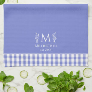 Cornflower Blue Gingham gepersonaliseerde aangepas Theedoek