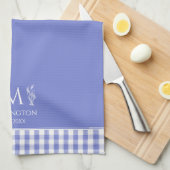 Cornflower Blue Gingham gepersonaliseerde aangepas Theedoek (Quarter Fold)