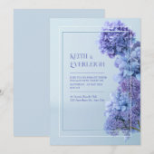Cornflower Blue Hydrangea Minimalist Frame Wedding Kaart (Voorkant / Achterkant)