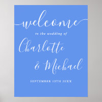 Cornflower Blue Mariage moderne Affiche de bienven