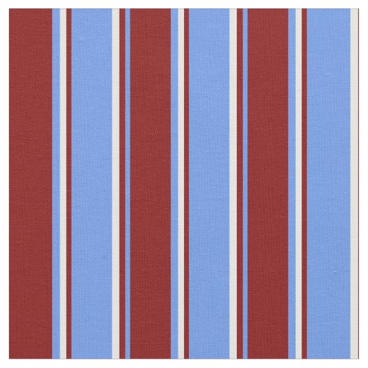 Cornflower Blue, maroon en witte lijnen Stof (Close Up)