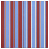 Cornflower Blue, maroon en witte lijnen Stof (Swatch)