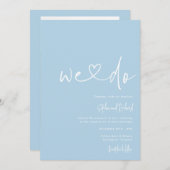 Cornflower Blue Minimalist Script Modern Wedding Kaart (Voorkant / Achterkant)