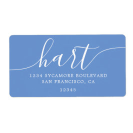 Cornflower Blue Modern Script Retouradres Etiket