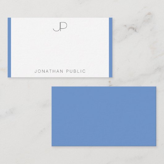 Cornflower Blue Monogramme Simple Modèle (Devant / Derrière)