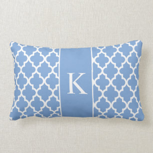 Cornflower Blue Moroccan Custom Monogram Kussen