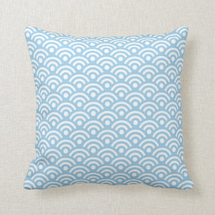 Cornflower Blue Seigaiha Pillow Kussen