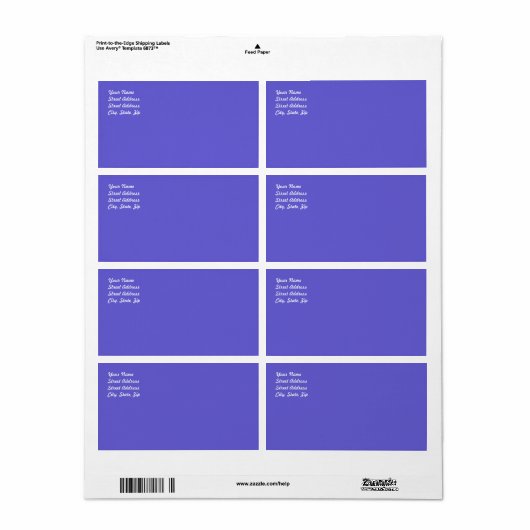 Cornflower Blue Shipping Label (Full Sheet)