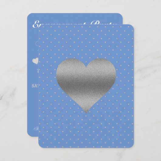 Cornflower Blue & Silver Polka Dot Shower Party Kaart (Voorkant / Achterkant)