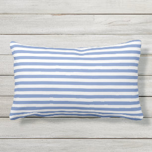 Cornflower Blue White Thin Horizontale strepen Buitenkussen