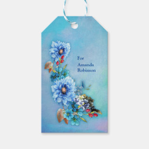 Cornflower Blues in Waterverf Cadeaulabel