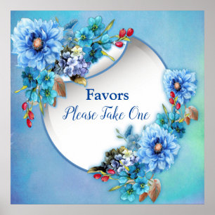 Cornflower Blues in Waterverf Favors Poster