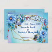 Cornflower Blues in Waterverf Save the Dates Aankondigingskaart (Voorkant / Achterkant)