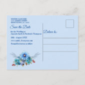 Cornflower Blues in Waterverf Sparen de datum Aankondigingskaart (Achterkant)