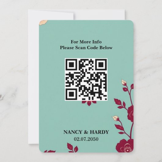 Cornflower Burgundy Retro Save The Date (Achterkant)