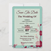 Cornflower Burgundy Retro Save The Date (Voorkant)