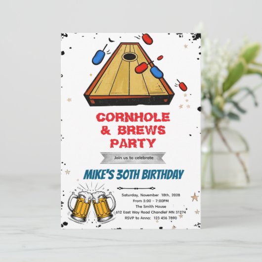 Cornhole and beer party invitation (Debout devant)