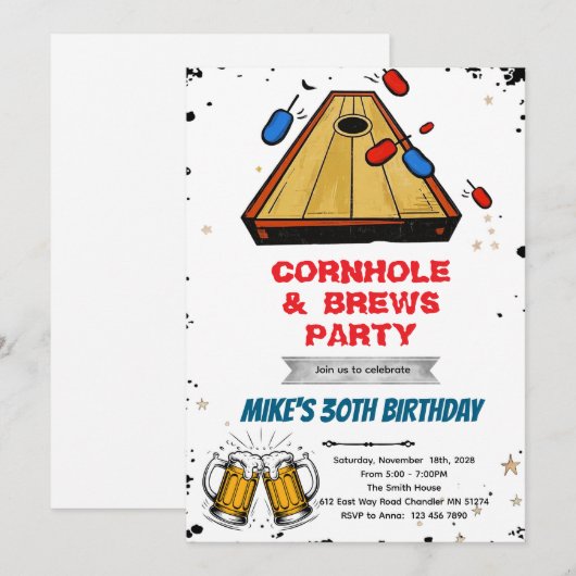 Cornhole and beer party invitation kaart (Voorkant / Achterkant)
