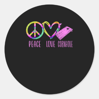 Cornhole Bean Bag Speler Champ Tie Dye Vrede Liefd Ronde Sticker