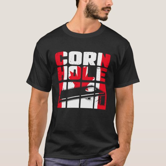 Cornhole Canada vlag Canadees esdoornblad T-shirt (Voorkant)