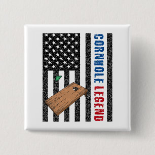 Cornhole Legend USA Vierkante Button 5,1 Cm