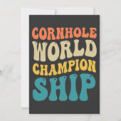 Cornhole Wereldkampioenschap Grappige Groovy Retro Kaart (Voorkant)