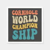 Cornhole Wereldkampioenschap Grappige Groovy Retro Servet (Voorkant)