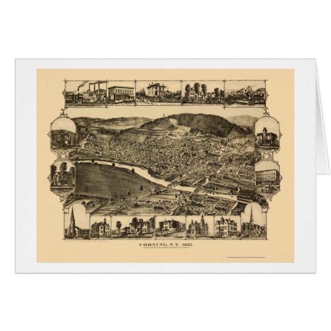 Corning, NY Panoramic Map - 1882 (Voorkant Horizontaal)