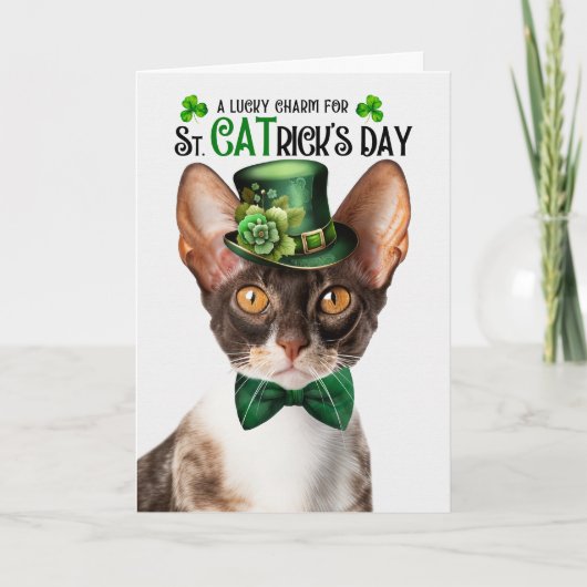 Cornish Rex Cat CATrick's Day Lucky Charm Feestdagen Kaart (Voorkant)