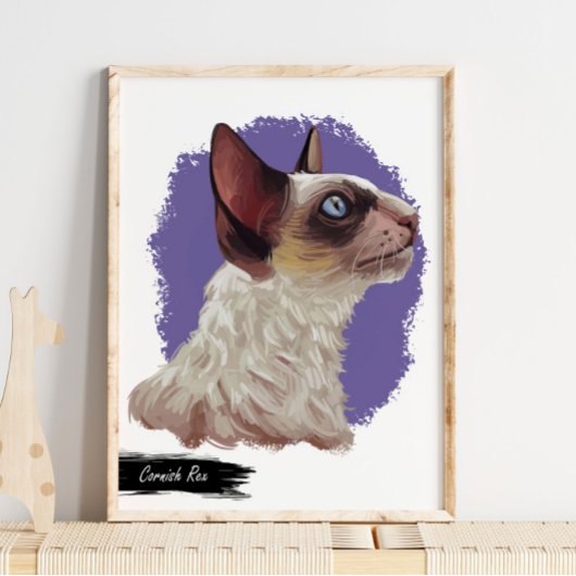 Cornish Rex Cat Print | Kat-wanddruk