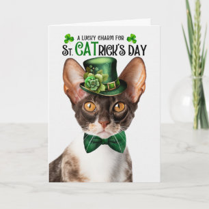 Cornish Rex Kat St CATrick's Day Lucky Charm Feestdagen Kaart