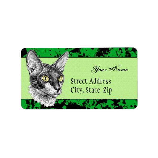 Cornish Rex Sketch Etiket (Voorkant)