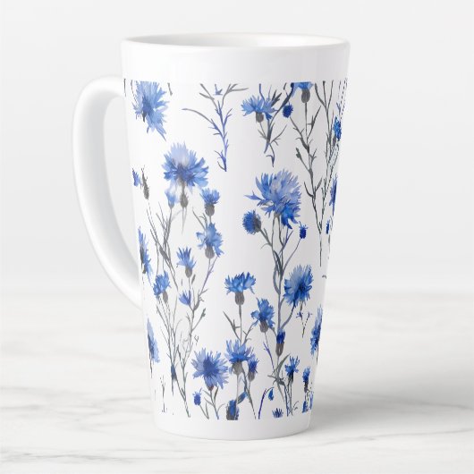 Cornouailles Latte Mug Blanc Bleu (Angle gauche)