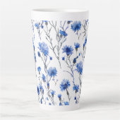 Cornouailles Latte Mug Blanc Bleu (Devant)