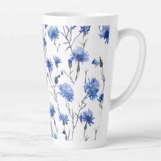 Cornouailles Latte Mug Blanc Bleu (Droite)