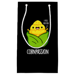 Cornpassision Funny Compassionate Corn Pun Dark BG Klein Cadeauzakje