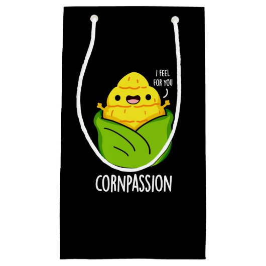 Cornpassision Funny Compassionate Corn Pun Dark BG Klein Cadeauzakje (Voorkant)