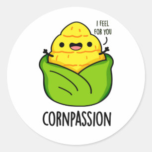 Cornpassision Funny Compassionate Corn Pun Ronde Sticker