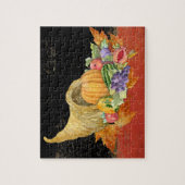 Cornucopia Autumn Harvest Leaves Pomegranate druif Legpuzzel (Verticaal)
