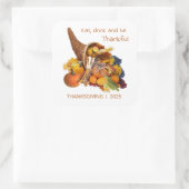 Cornucopia, Eet, Drink & Wees dankbare Thanksgivin Vierkante Sticker (Tas)
