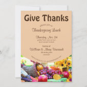 Cornucopia Floral Fruits Thanksgiving Kaart (Voorkant)