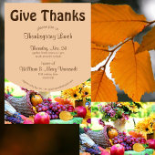 Cornucopia Fruits Floraux Thanksgiving Invitation