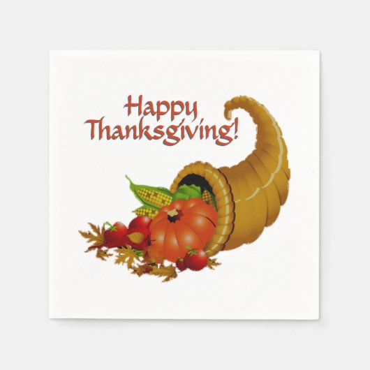 Cornucopia Happy Thanksgiving Servet (Voorkant)