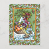 CORNUCOPIA HEN, THANKSGIVING CHICKEN HARVEST FEESTDAGENKAART (Voorkant)