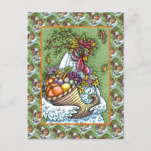 CORNUCOPIA HEN, THANKSGIVING CHICKEN HARVEST FEESTDAGENKAART (Voorkant)